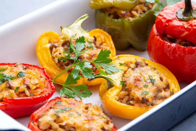 Poivrons farcis air fryer : plat complet en 30 min
